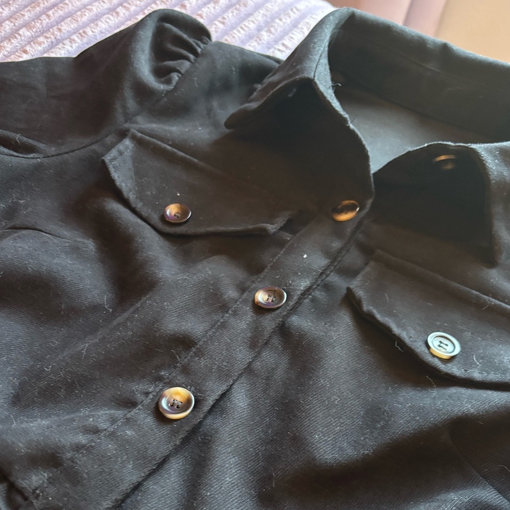 🖤 Black Button-Up Long Sleeve Babydoll Dress – Soft Gothic Vibes 🖤 - Picture 4 of 5